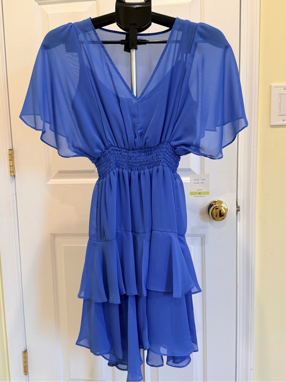 Blue V-Neck Ruffle Short Dress💙